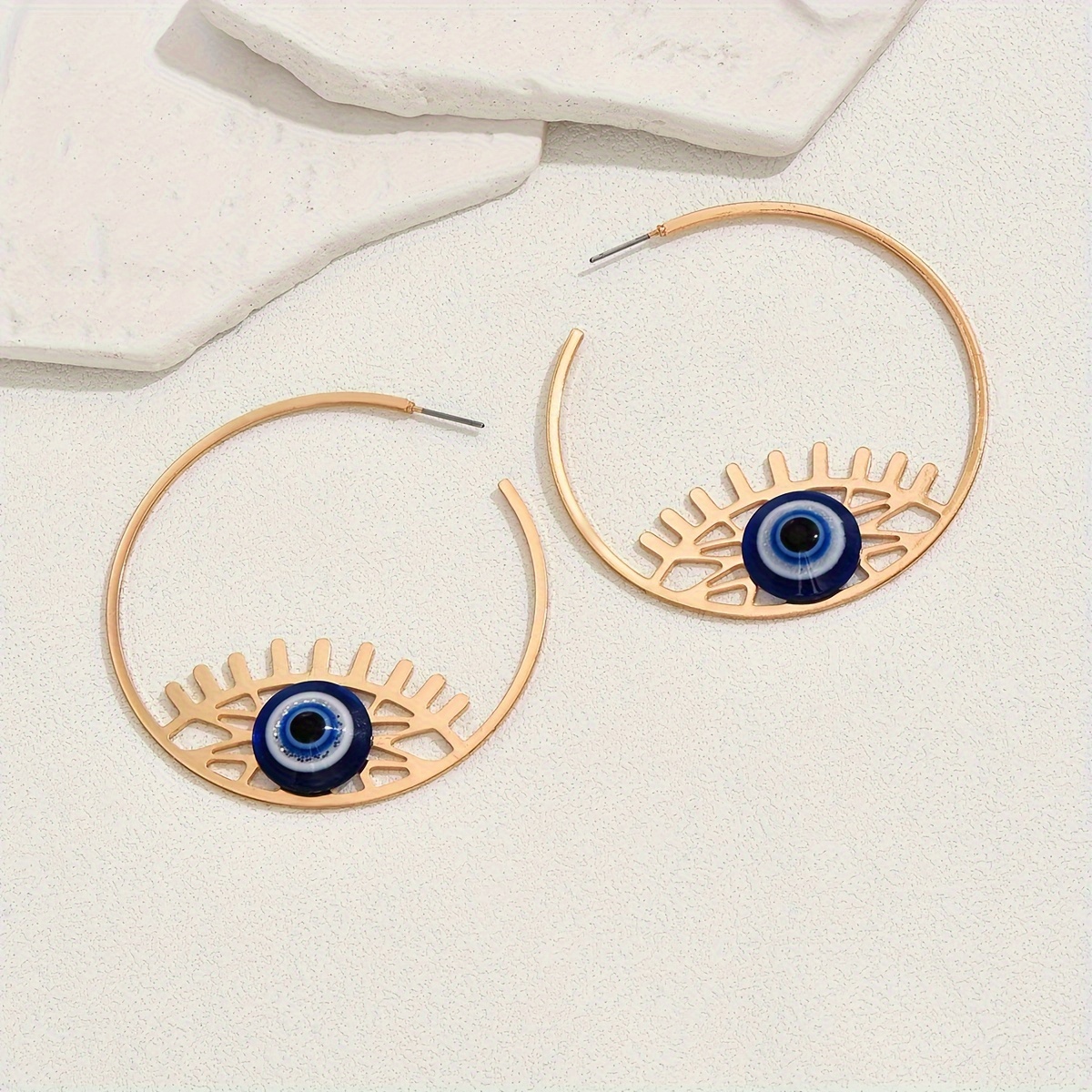 Geometric Hoop Earrings Devil Eye Decor